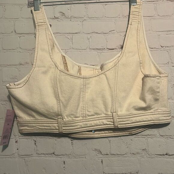 Wild Fable Cream Denim Crop Top - Size XXL - NWT - Picture 3 of 4